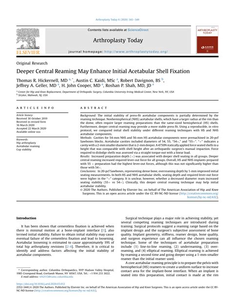 acetabular reaming technique|Deeper Central Reaming May Enhance Initial Acetabular Shell .